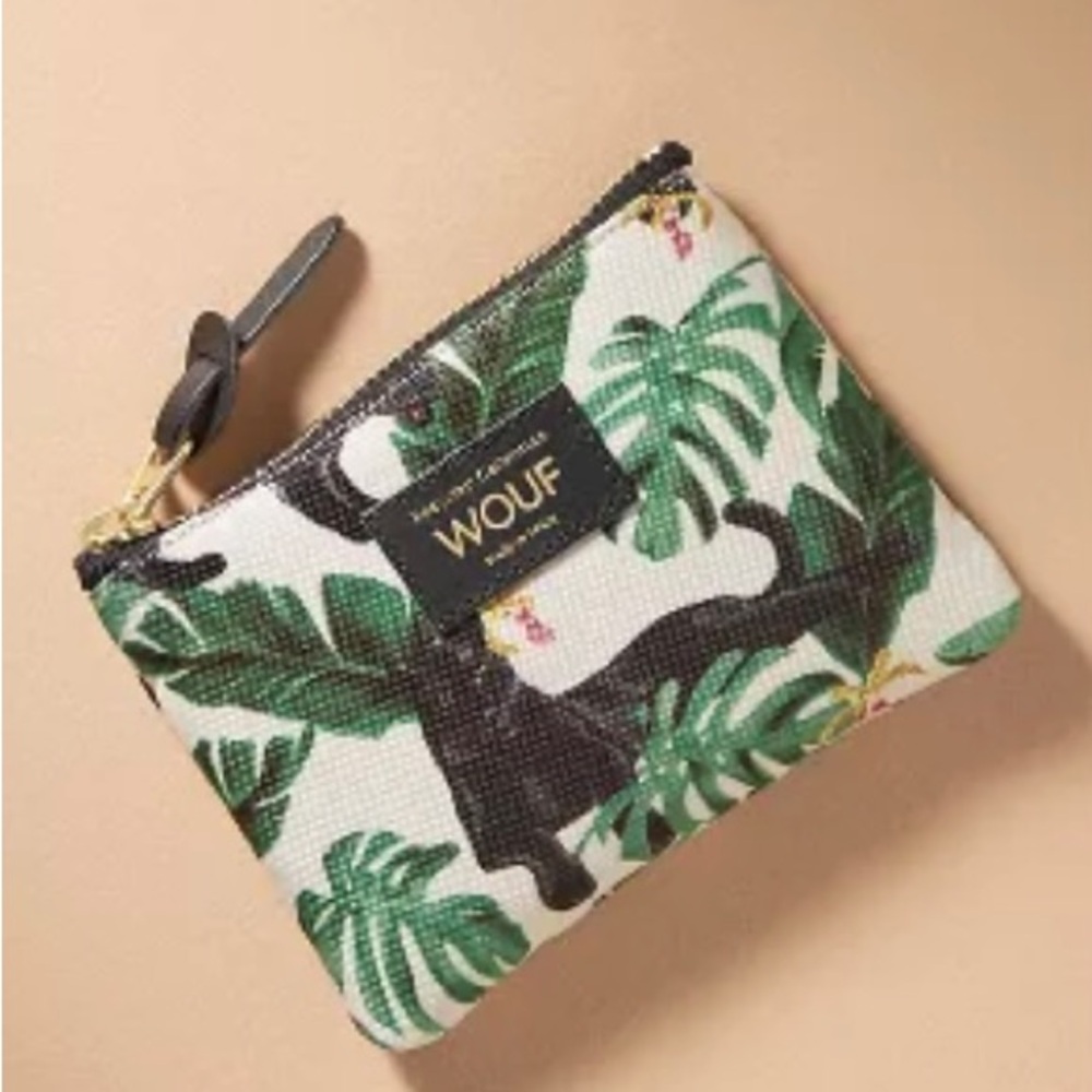 NWT Anthro Wouf yucata mini bag. Panther/leopard, jungle :Spain.100% recycled